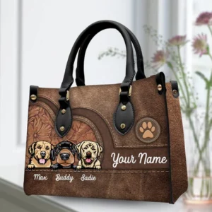 Dog Colorful Personalized Leather Handbag